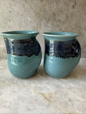 Neher Pottery 2024, Pair of Handmade Ceramic mugs- beautiful hues of the pacific